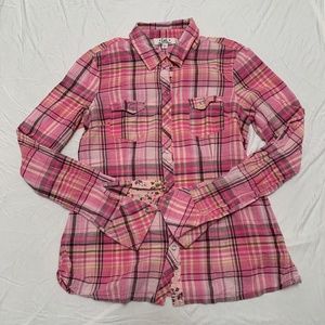 Lei Plaid Collared Button Down Girls/Juniors Sz L